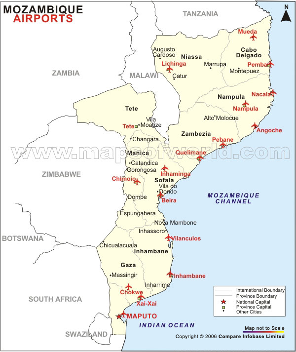 mozambique aeroports carte